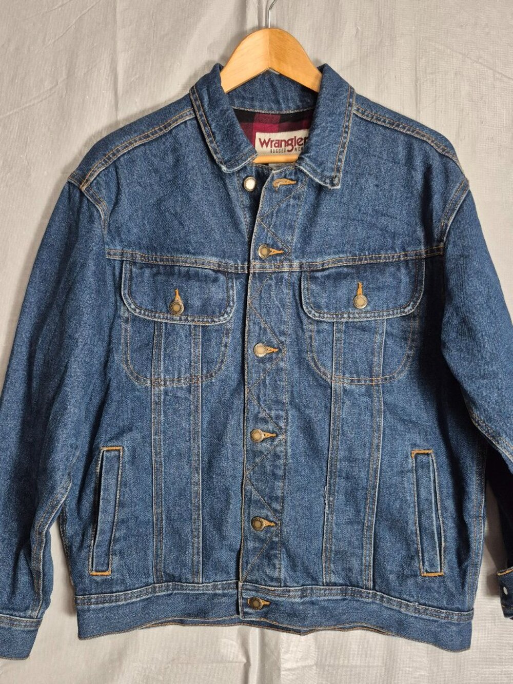 MEN'S Wrangler Western FLANNEL Lined Denim Jacket Medium RJK32AN NWOT